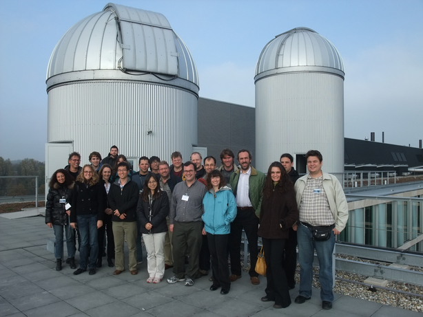 photo of all the network members on the roof of the Astronomical Insitute in Amsterdam